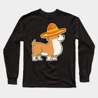 Cute dog corgi mexico cinco de mayo Long Sleeve T-Shirt
